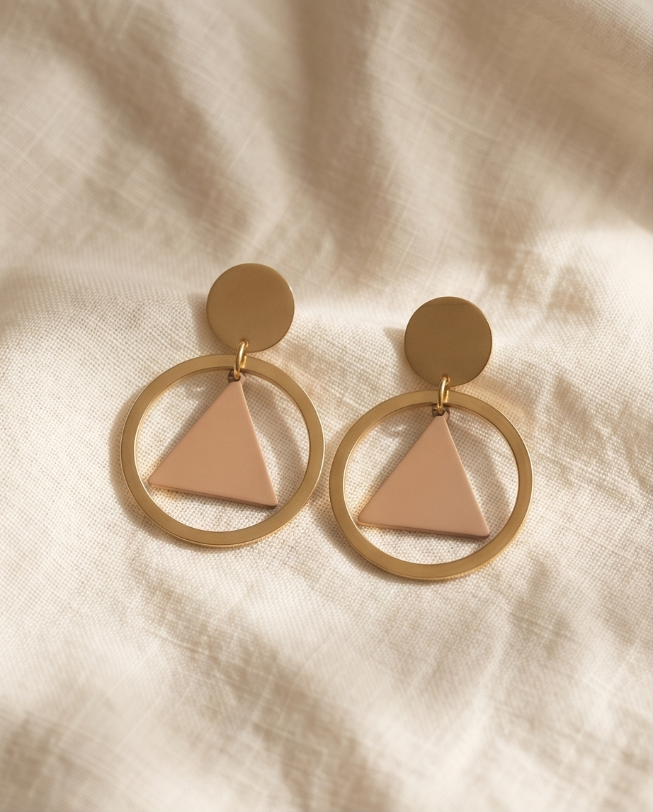 ✨ Nude & Gold Geometric Earrings ✨