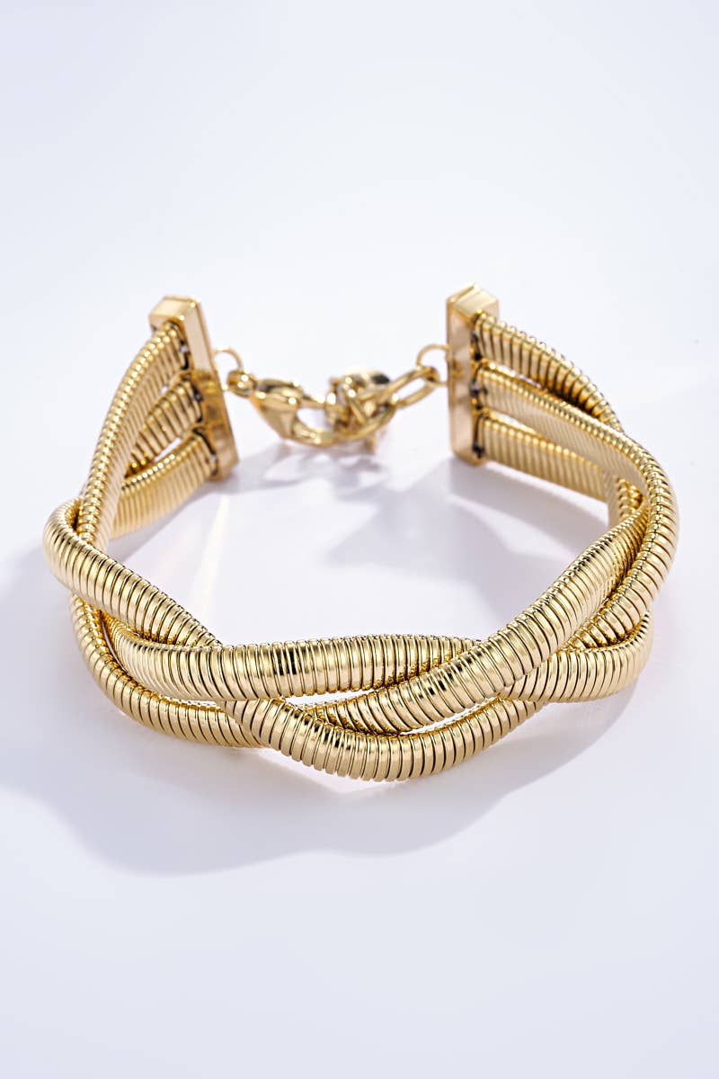 Bracelet torsadé en acier inoxydable : Or