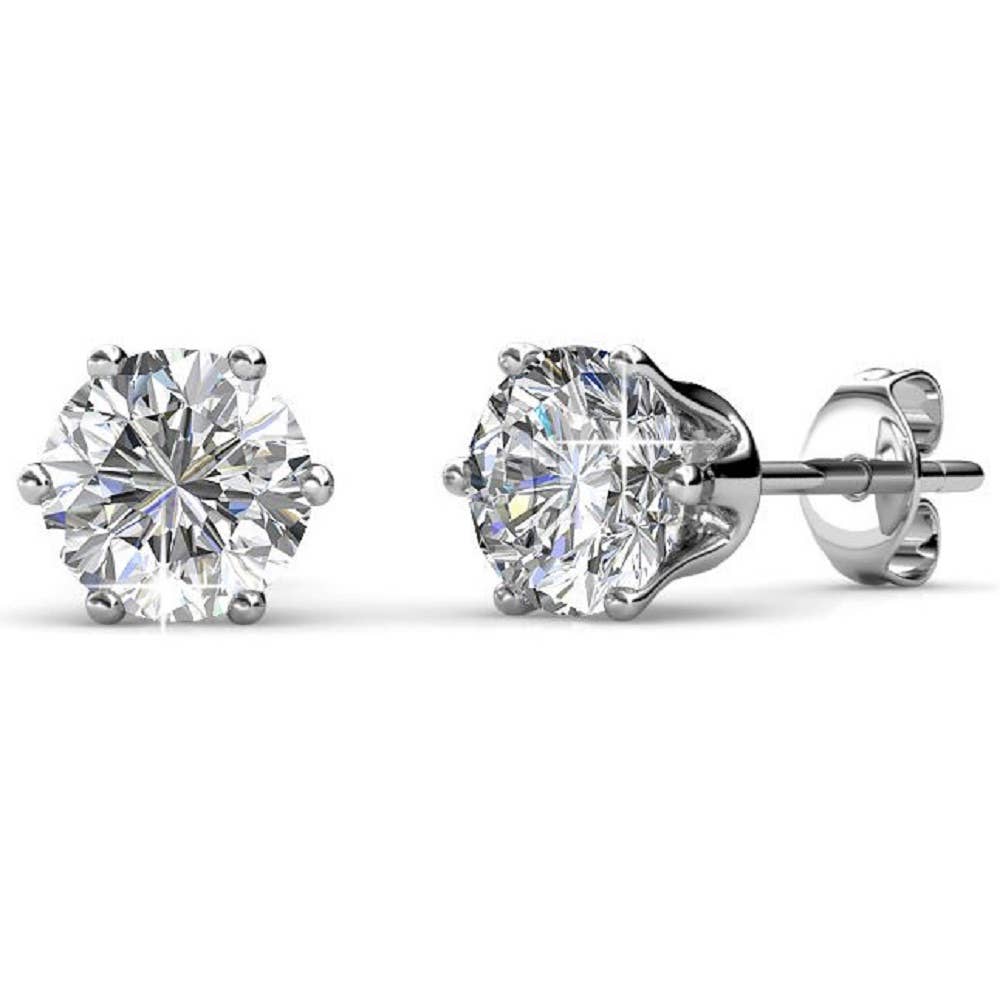 Boucles d'oreilles Avril- Argenté et Cristal