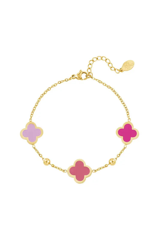 Bracelet 3 trèfles rose