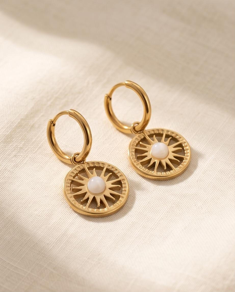 Boucles d’oreilles Ophélie – Agate blanche
