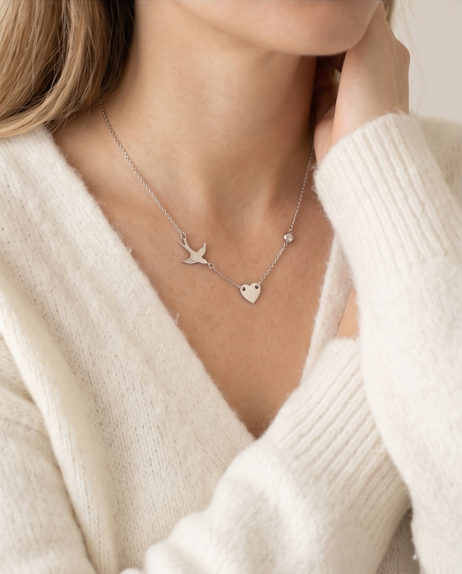 Collier Oiseau Argenté ✨🕊️