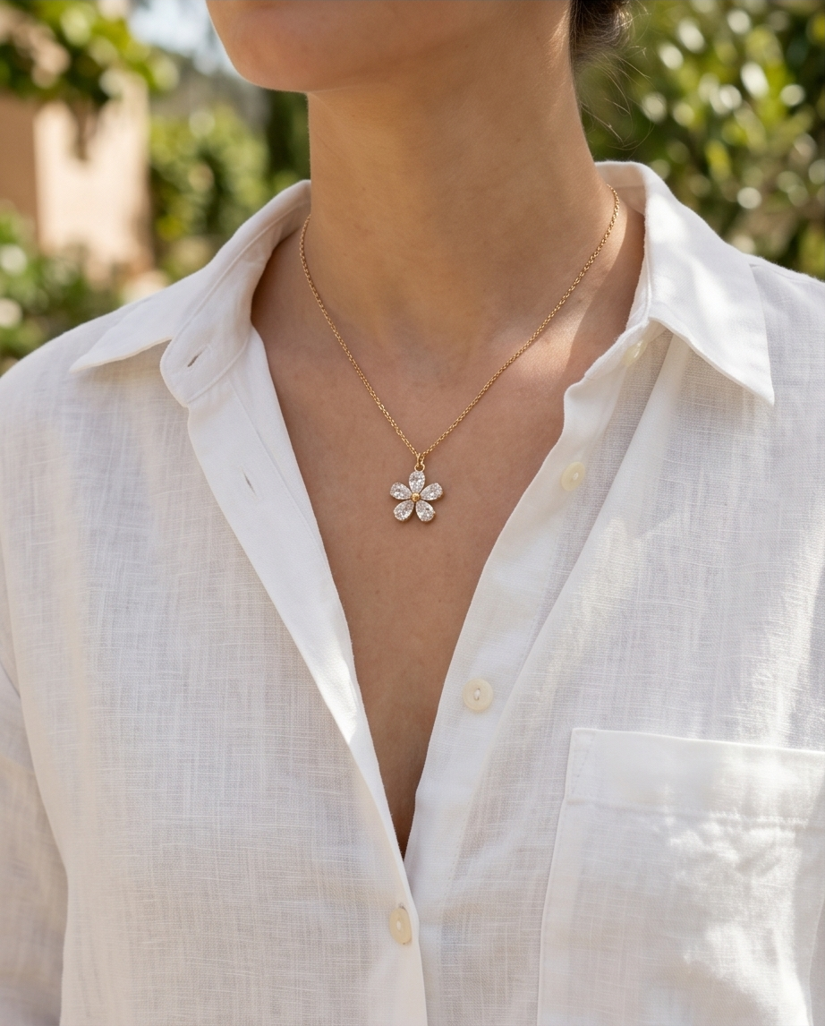 Gold flower necklace in stainless steel – A style that stands out ✨