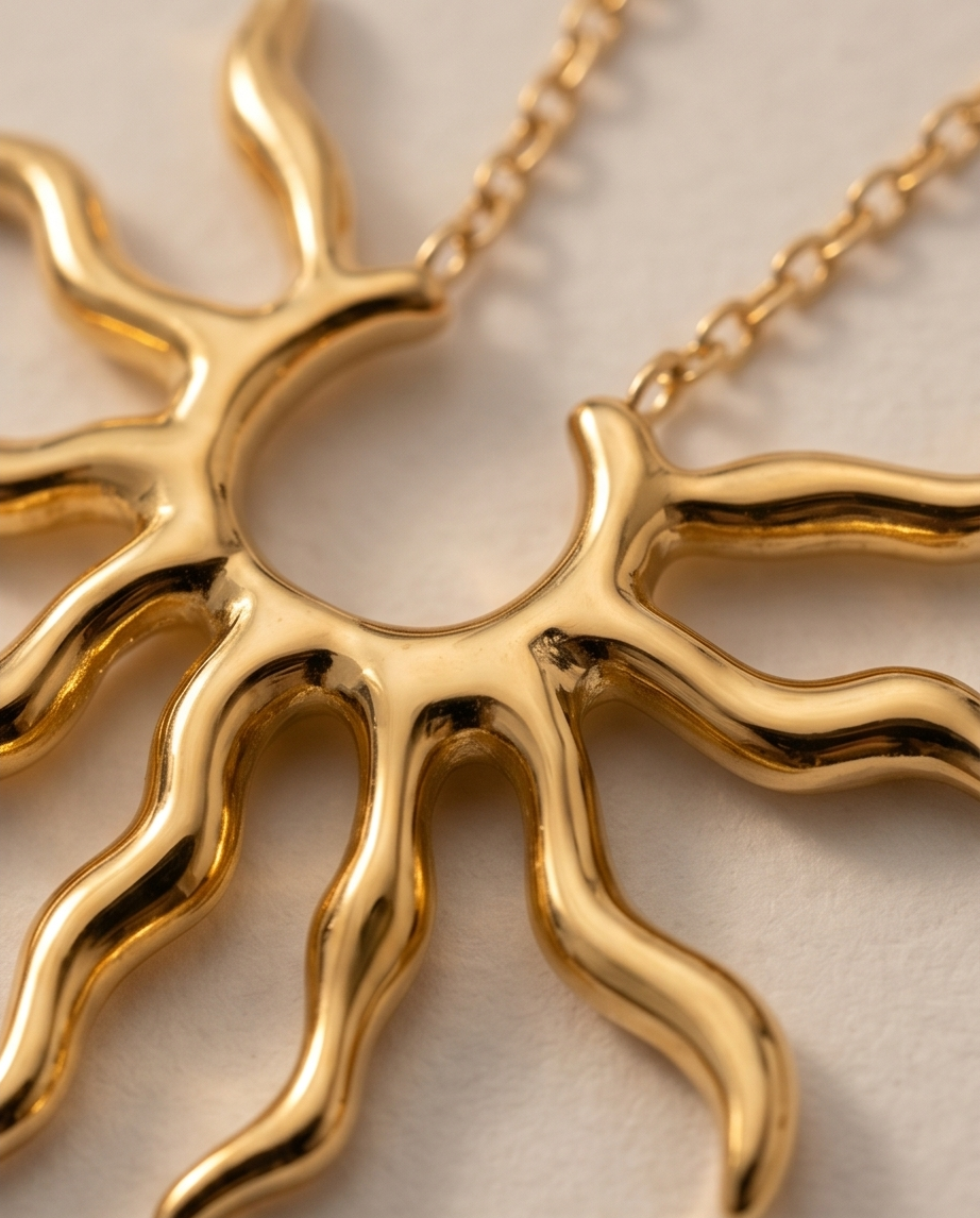 Golden Sun Rays Stainless Steel Necklace ☀️✨