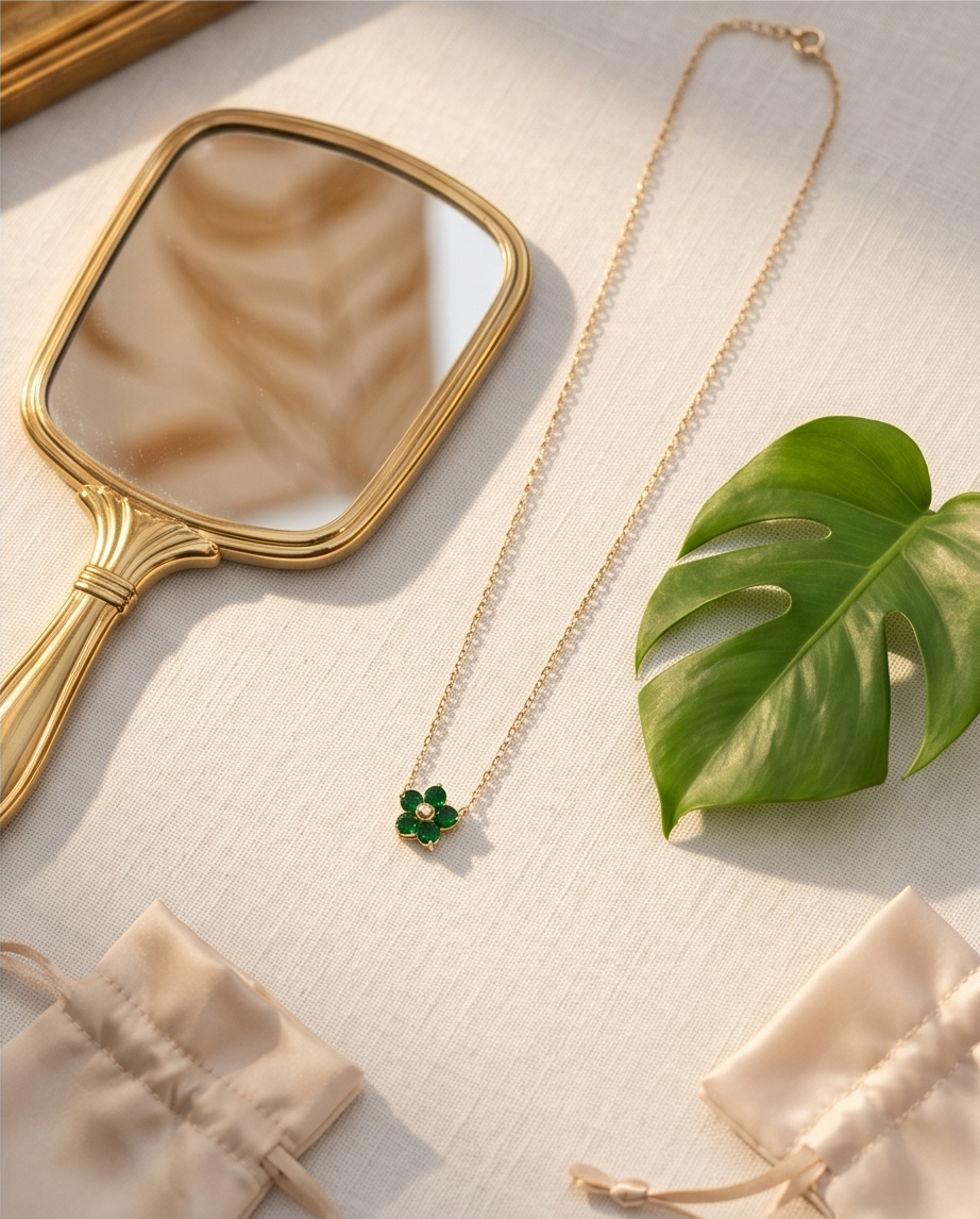 Green Aura Stainless Steel Necklace – Natural Energy