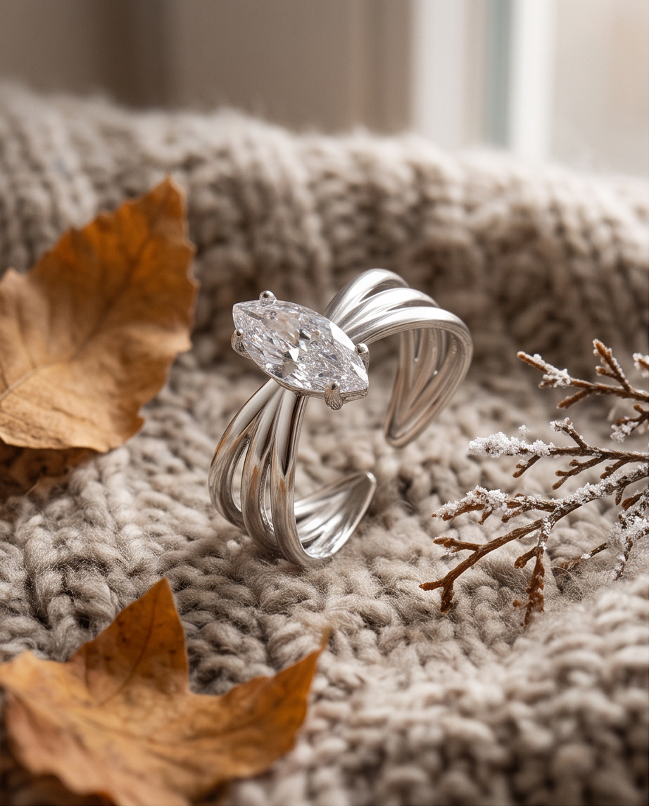 Bague Naïa en acier inoxydable argentée