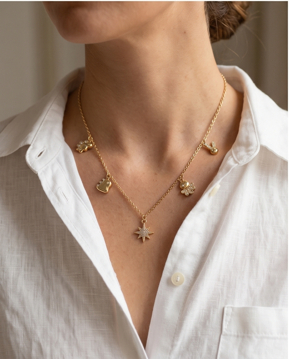 Gold Stainless Steel Charm Necklace – The ultimate stylish basic