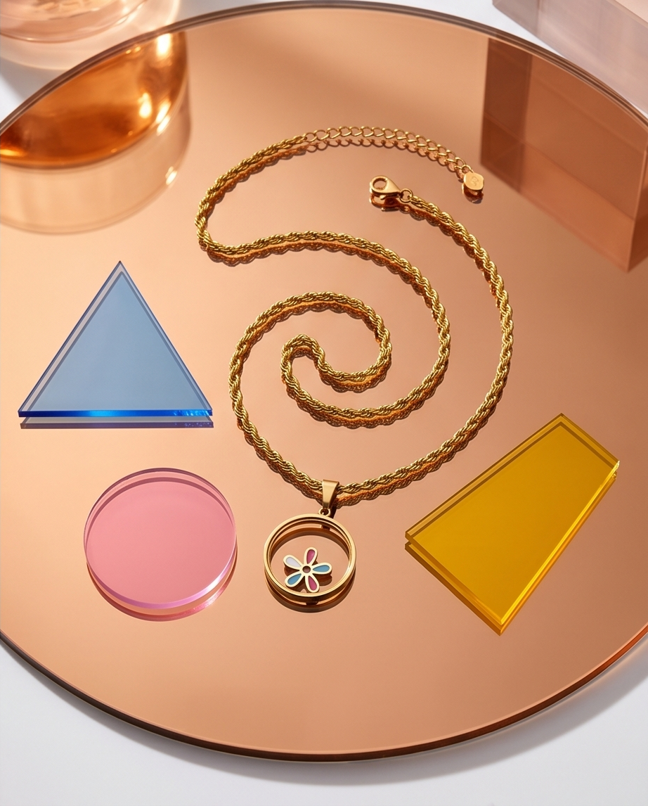 Collier Fleurs Colorées Doré en Acier Inoxydable 🌸🌈✨