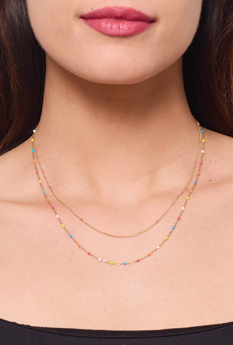 Collier double Rita: Or / multi colore