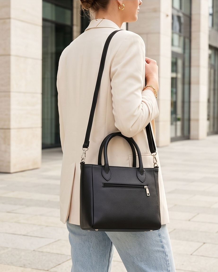 Leren tas Egizia zwart – Italiaanse elegantie