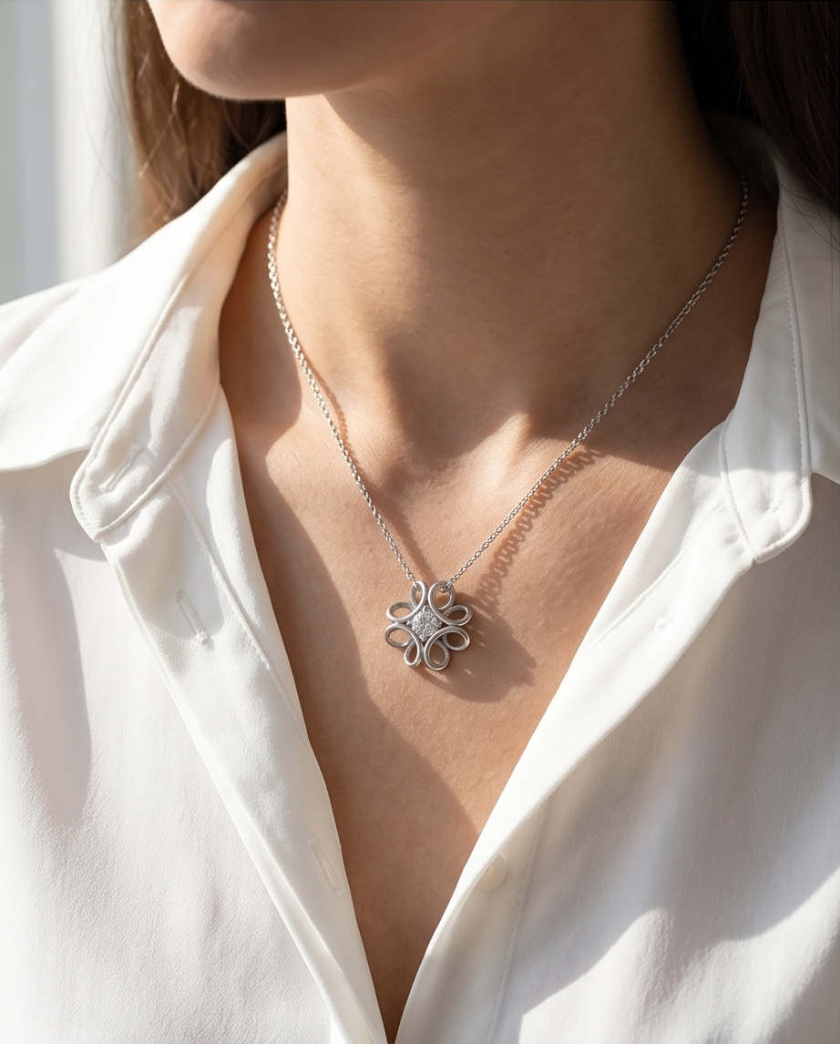 Silver-plated & Crystal Daffodil Necklace – Delicate glow