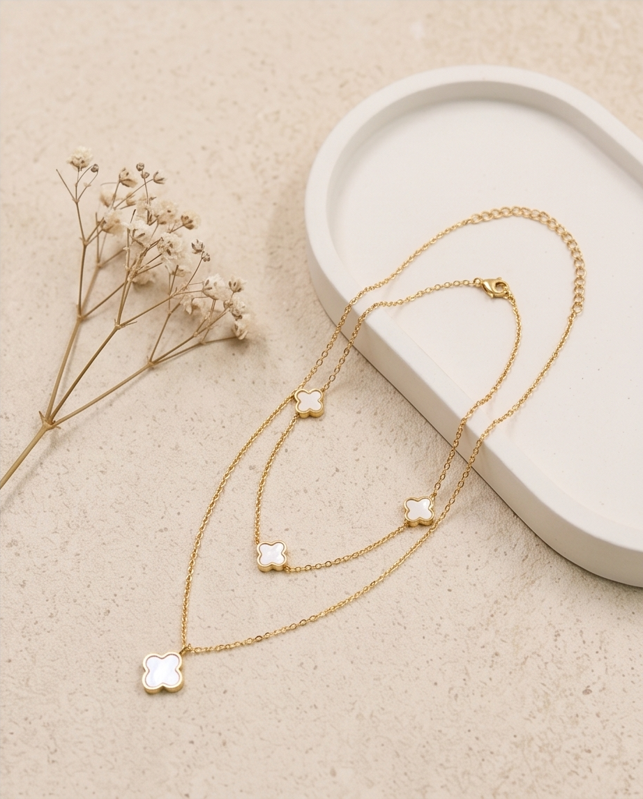 Double Row Clover Necklace - Elegance and Refinement