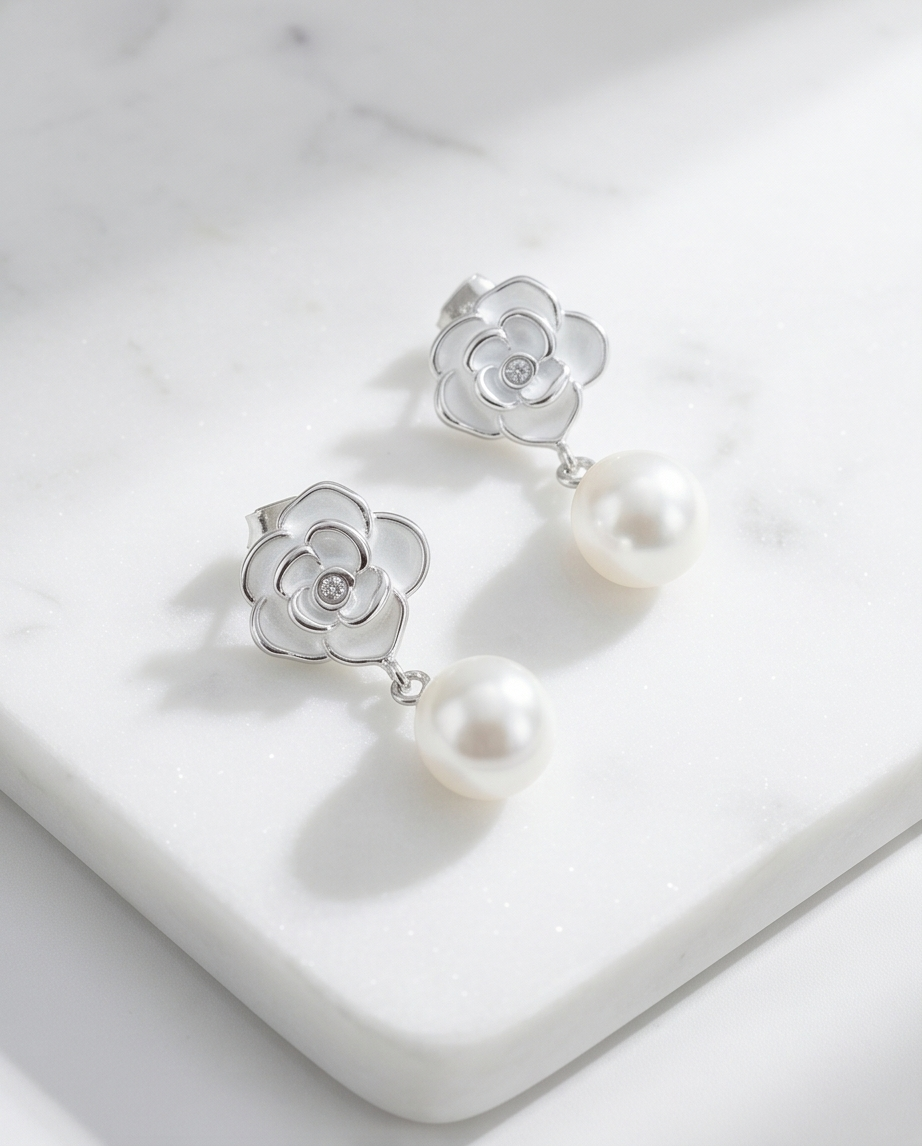Sterling Silver Pearl Earrings – Delicate Elegance