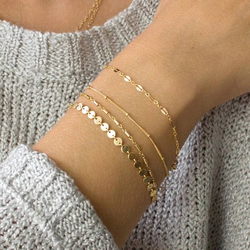 Elodie Bracelet - Set of 4 thin gold bracelets - Perfect stacking ✨
