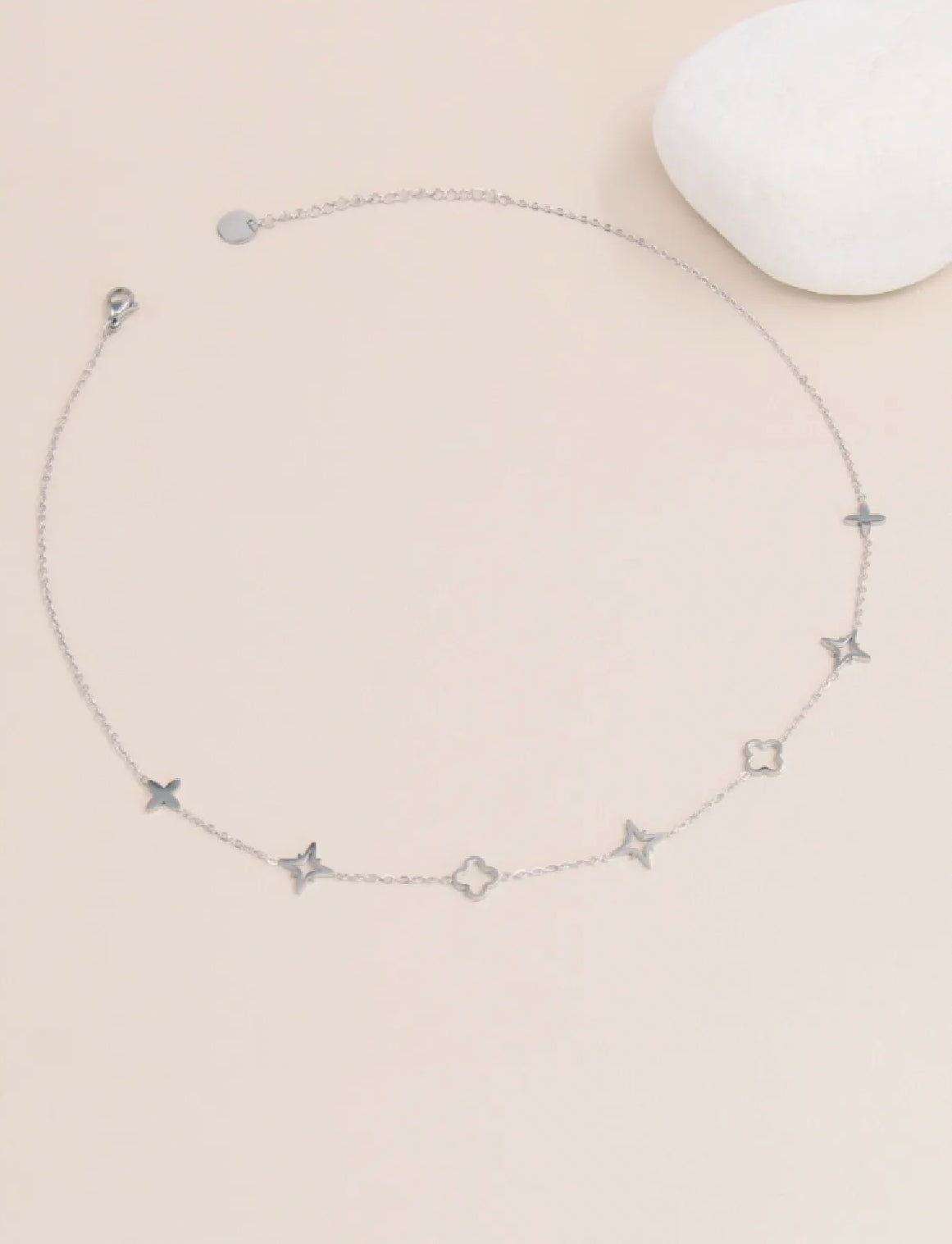Collier étoile et trèfle: argenté