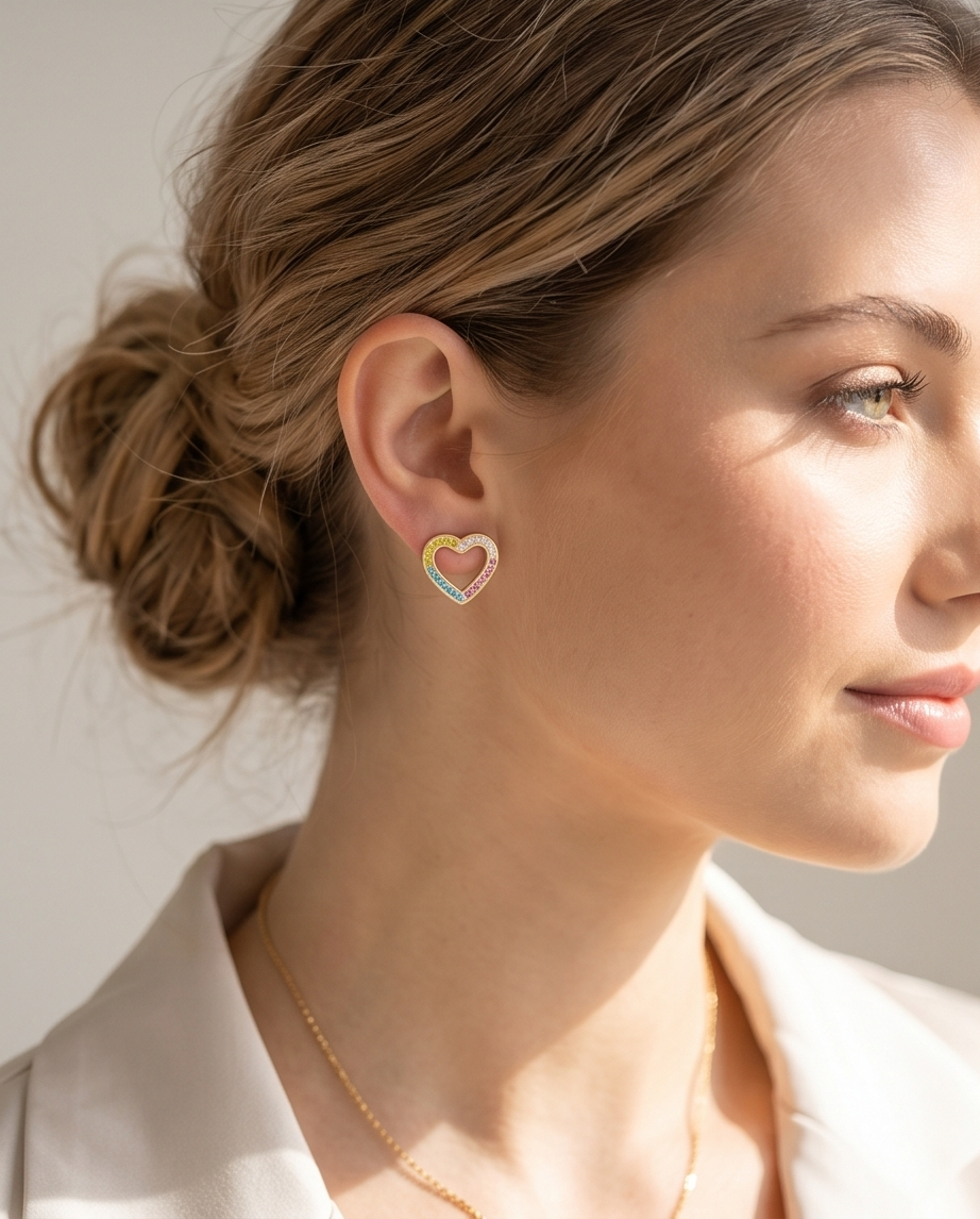 Tilly heart rhinestone earrings