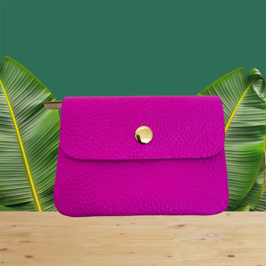 Porte monnaie en cuir Fushia