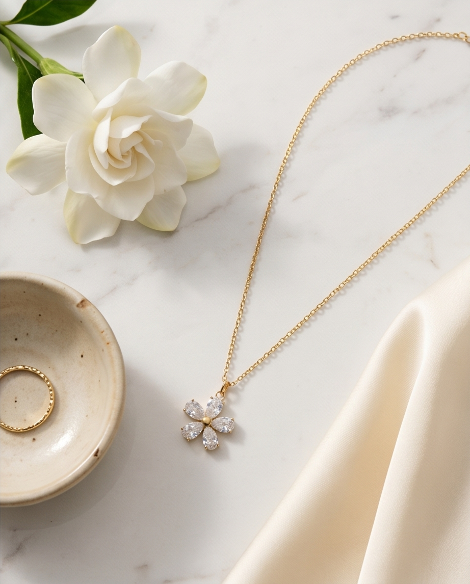 Gold flower necklace in stainless steel – A style that stands out ✨