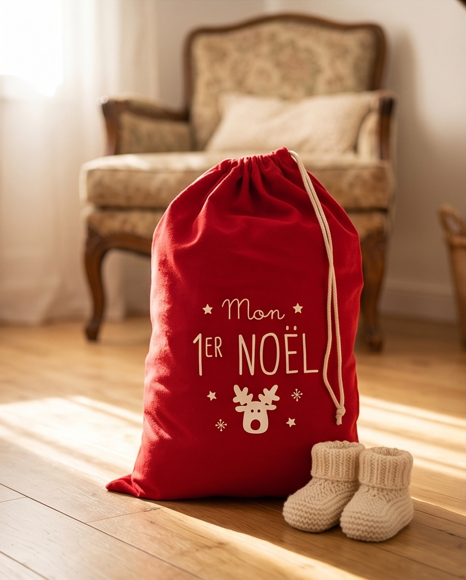 Red Christmas stocking – My first Christmas