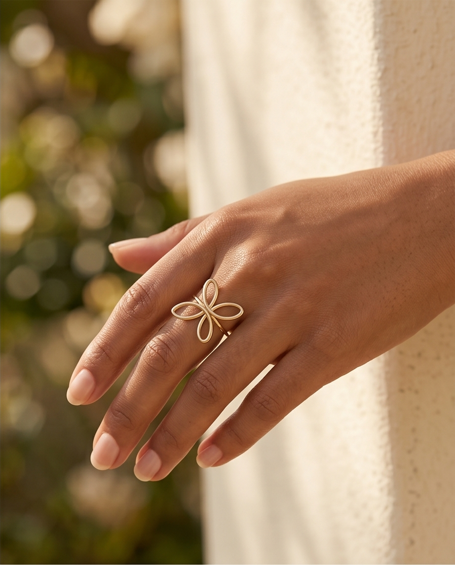 Flower Ring – adjustable stainless steel