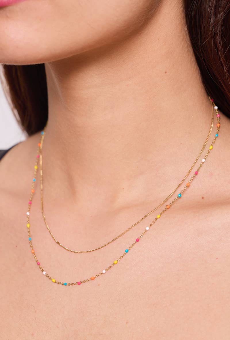 Collier double Rita: Or / multi colore