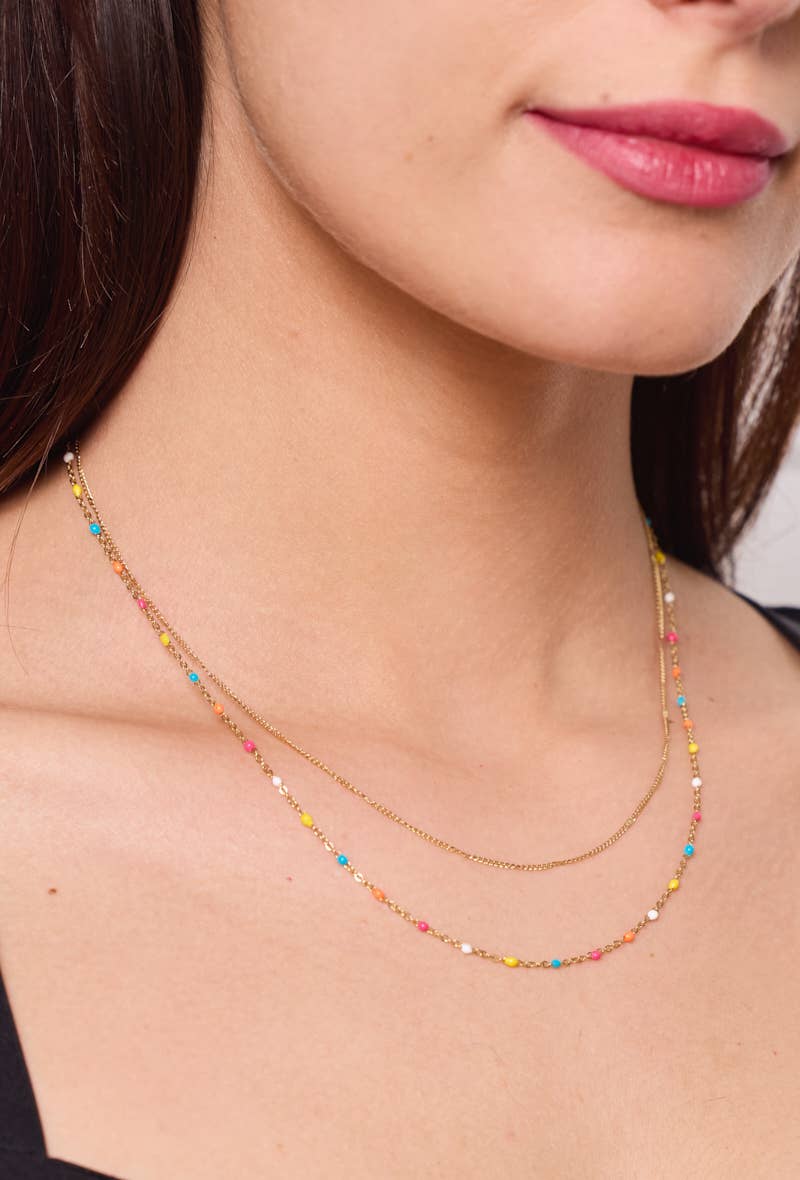 Collier double Rita: Or / multi colore
