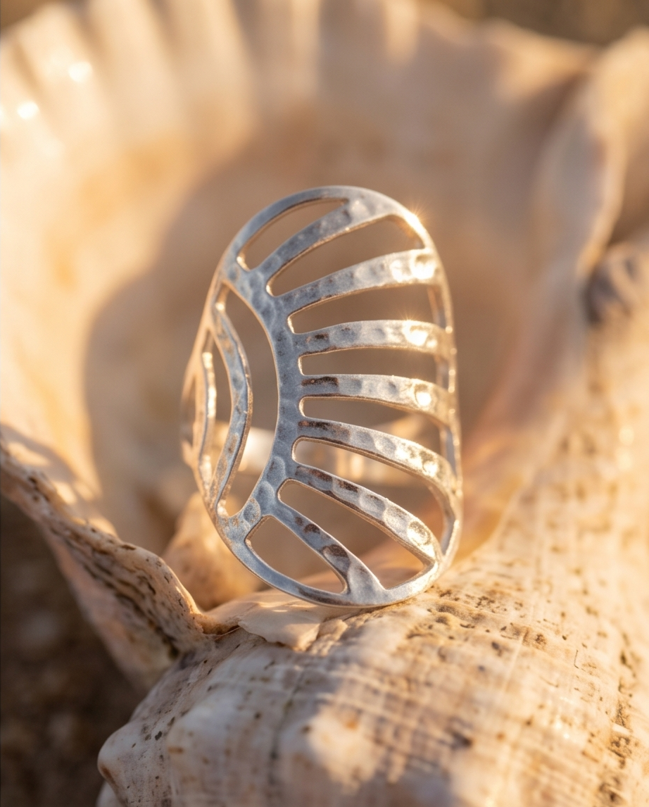 Brede ring met zonne-effect van roestvrij staal – Goud of zilver