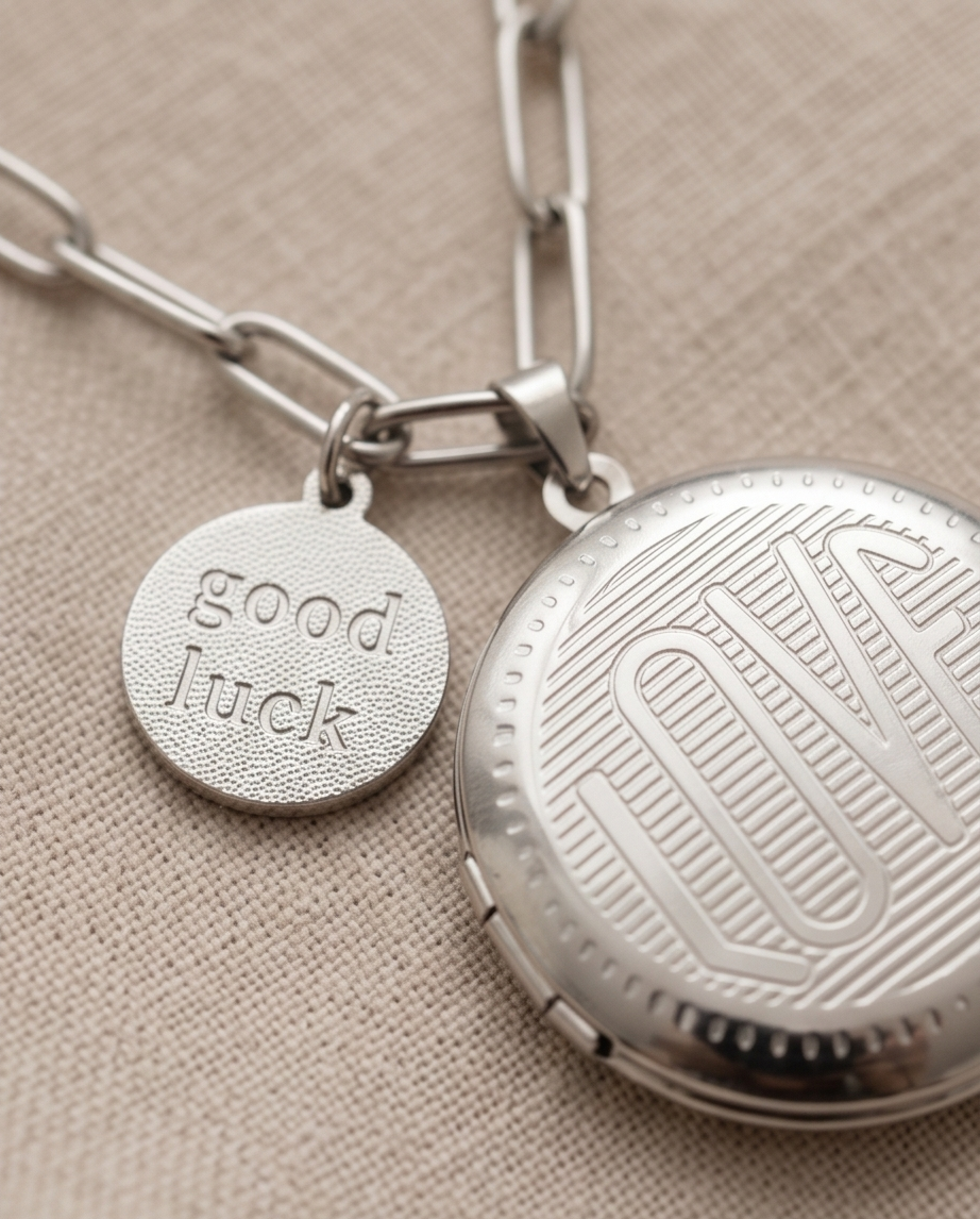 Stainless Steel Silver Plated Memory Locket Necklace 📸✨