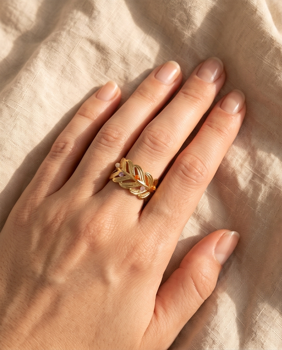 Pearl Leaf Ring - A Jewel of Elegance