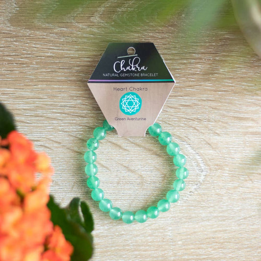 Bracelet en pierres précieuses en cristal d'aventurine verte avec chakra du cœur