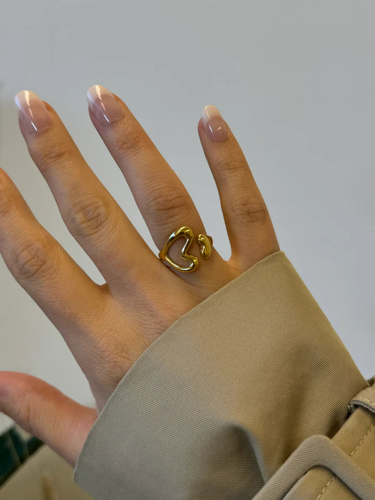 Bague ajustable cœur ouvert