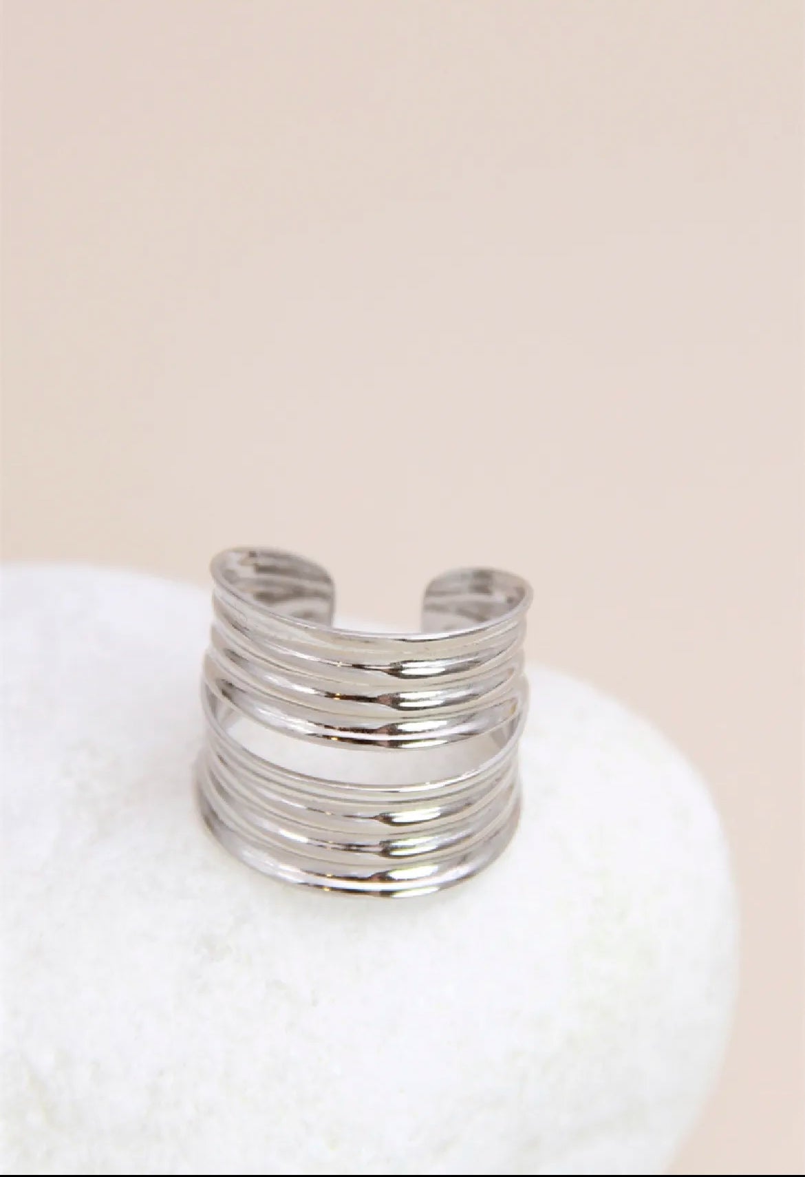 Bague ajustable double bande  argenté