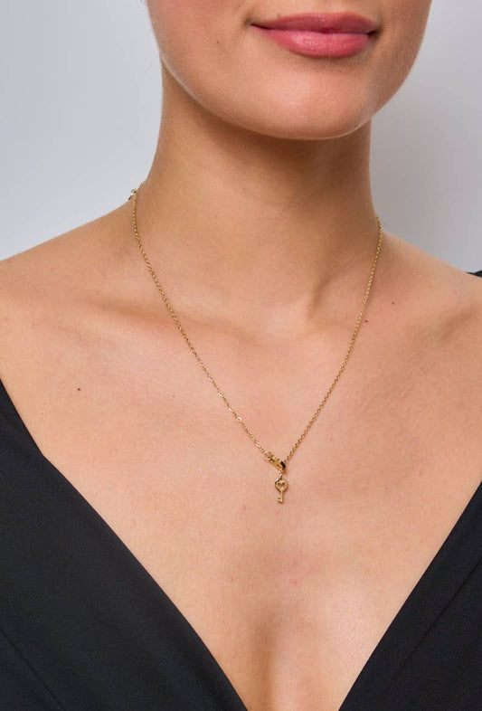 Collier Iza fin avec clé: Doré