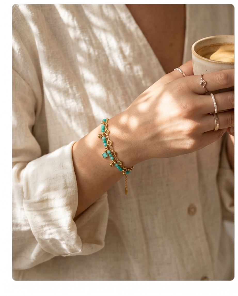 Diana multi-strand bracelet – White or turquoise ✨