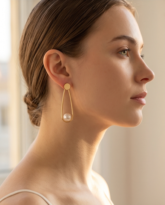 Boucles d'oreilles pendantes à perle - Myriam