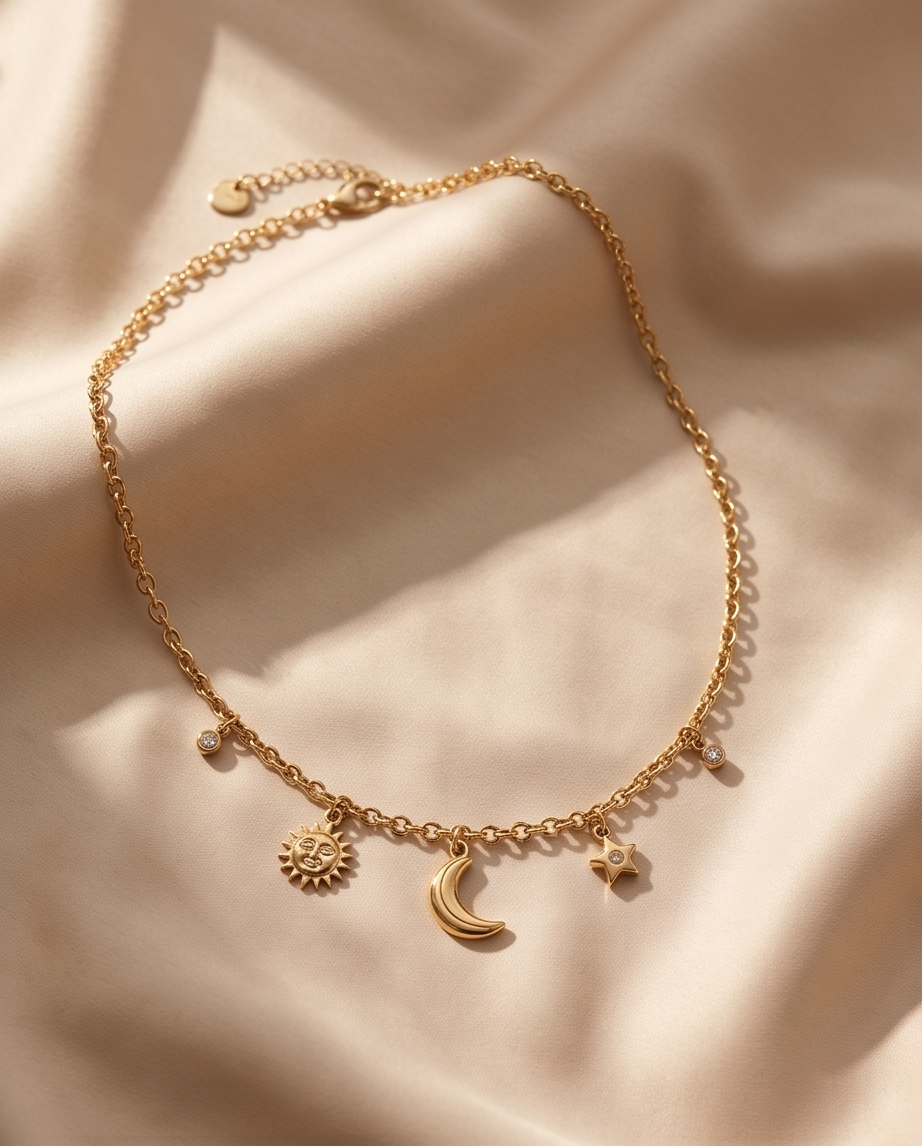 Verguld Hemels Collier van Roestvrij Staal ✨🌙