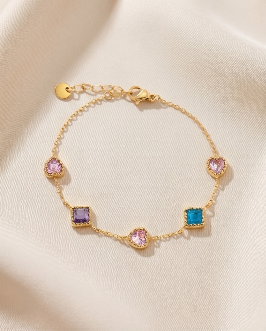 Stainless Steel Gold Emerald Bracelet – Precious Elegance