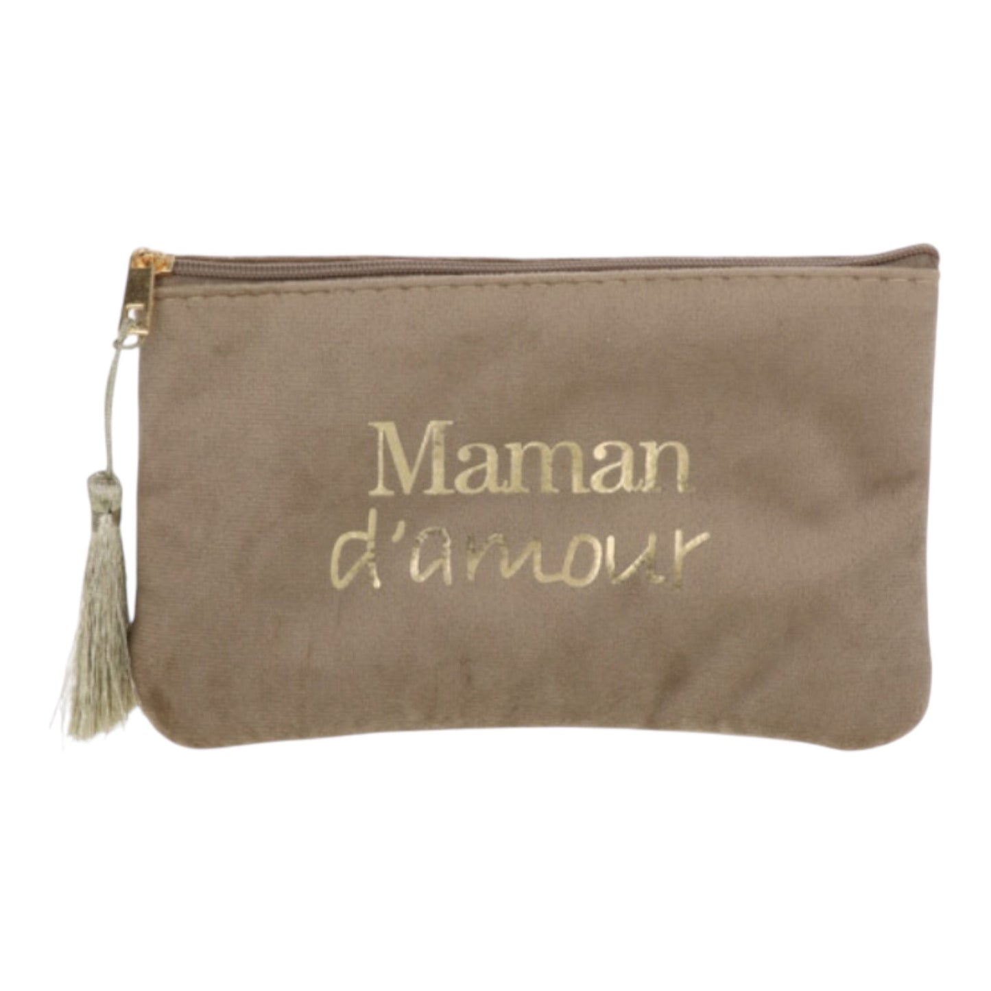 Pochette en velour: Maman d’amour beige