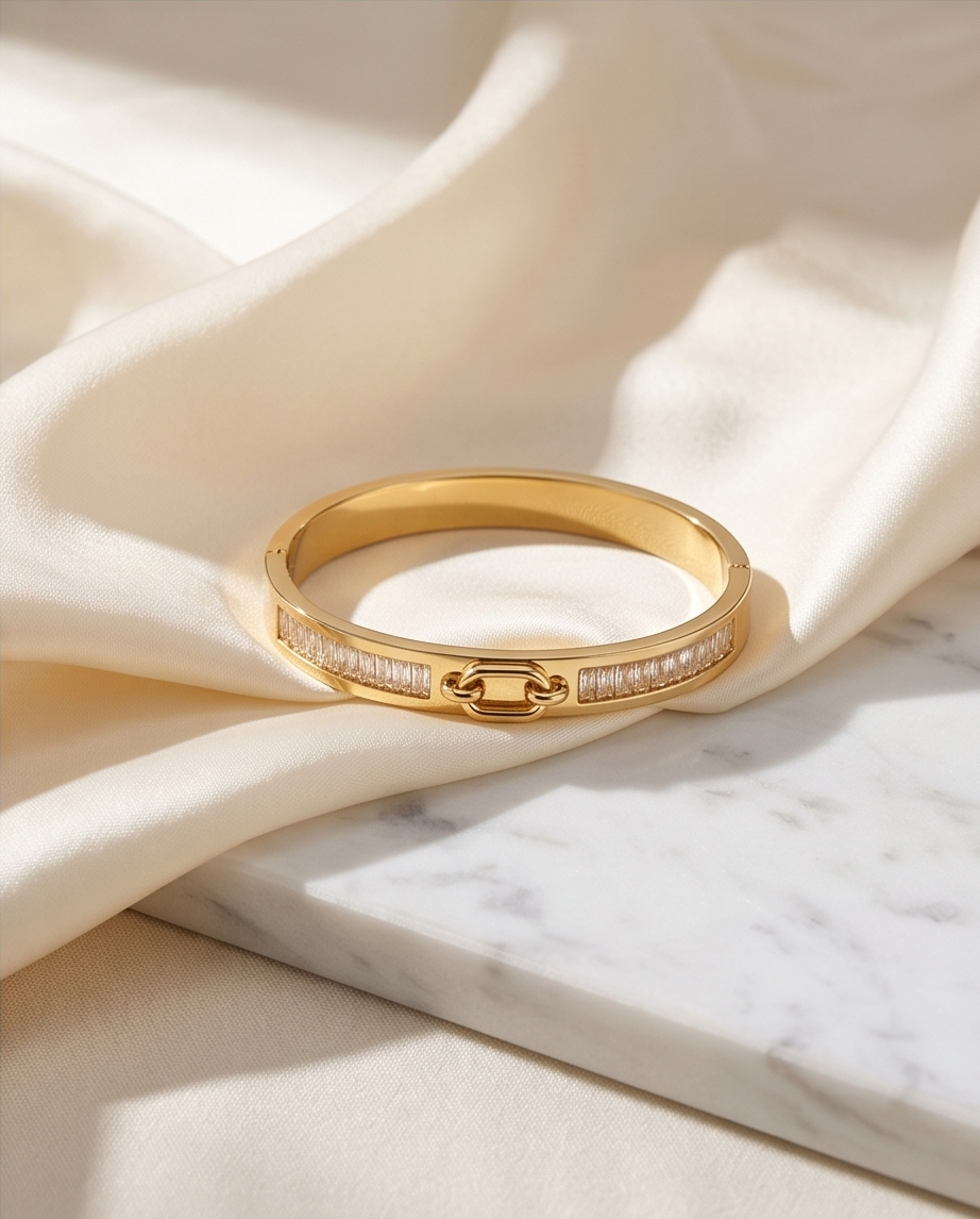 Gold Stainless Steel Tira Bangle Bracelet ✨💛