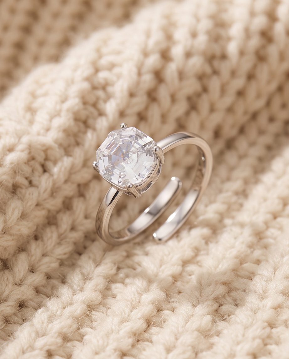 Sélène ring in silver-plated stainless steel