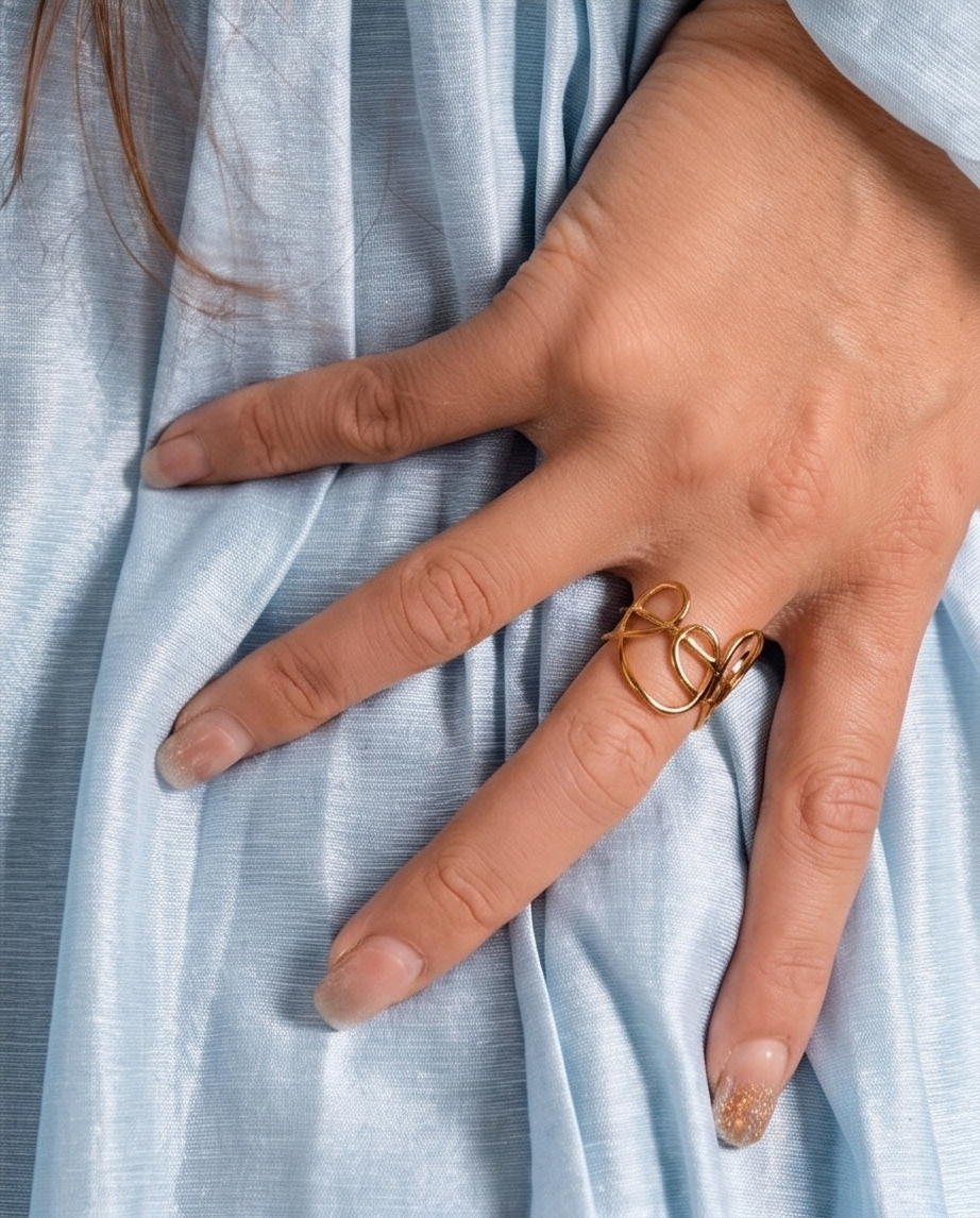Bague Speak dorée en acier inoxydable waterproof ✨