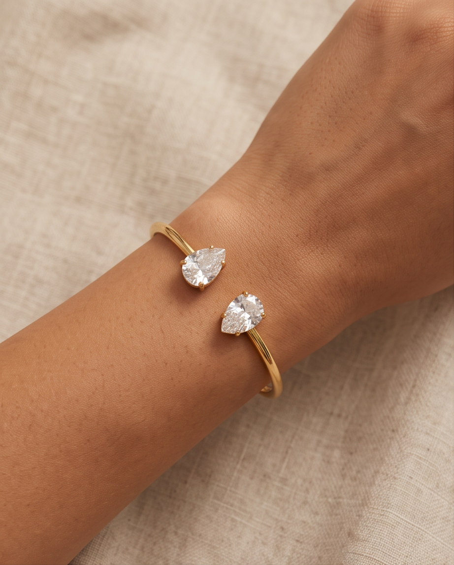 Elise Cuff Bracelet in Stainless Steel – Gold or Silver Plated