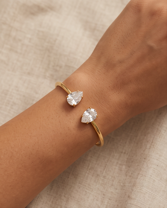 Bracelet Manchette Élise en acier inoxydable – Doré ou Argenté