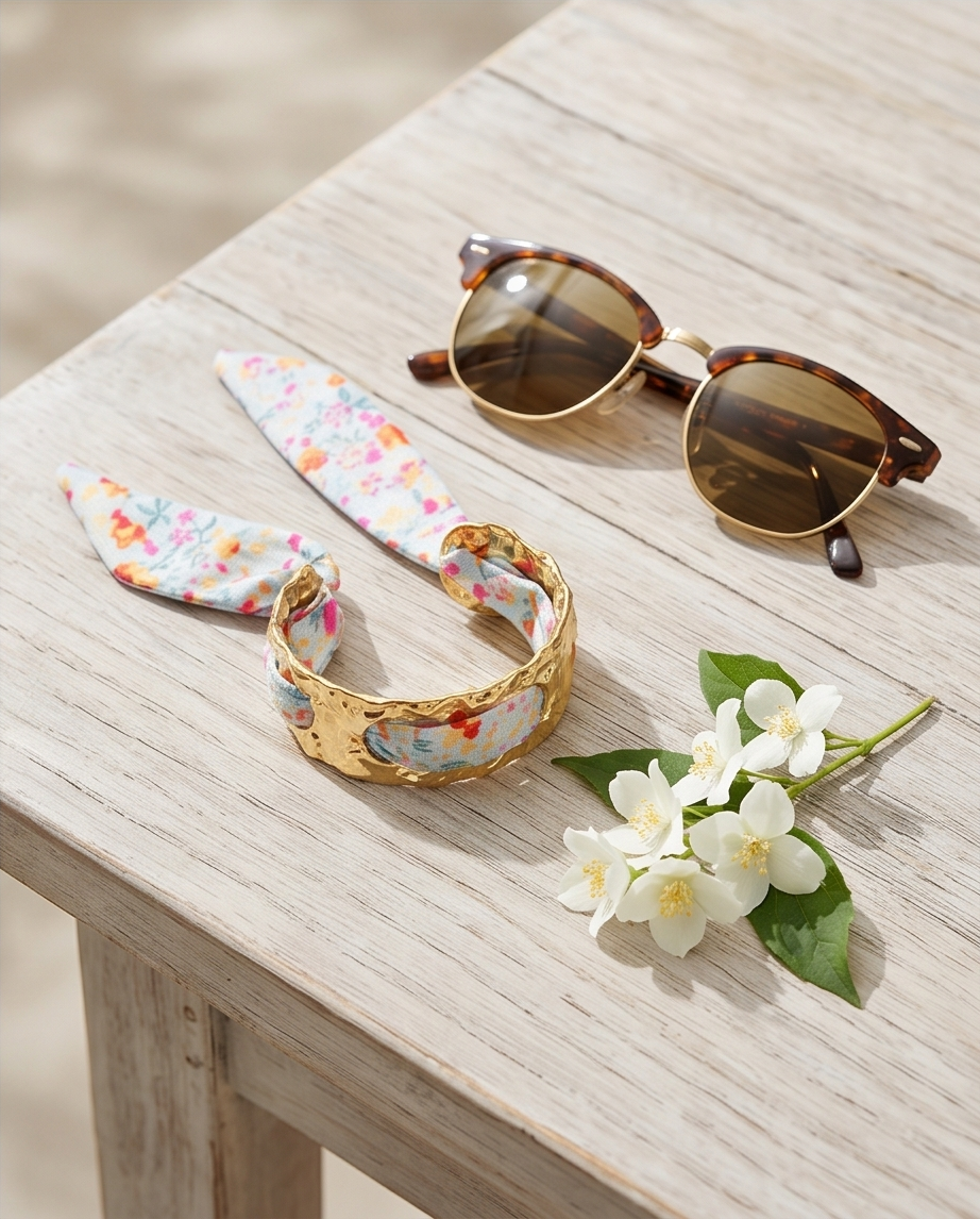 Bracelet jonc avec foulard – Chic & tendance