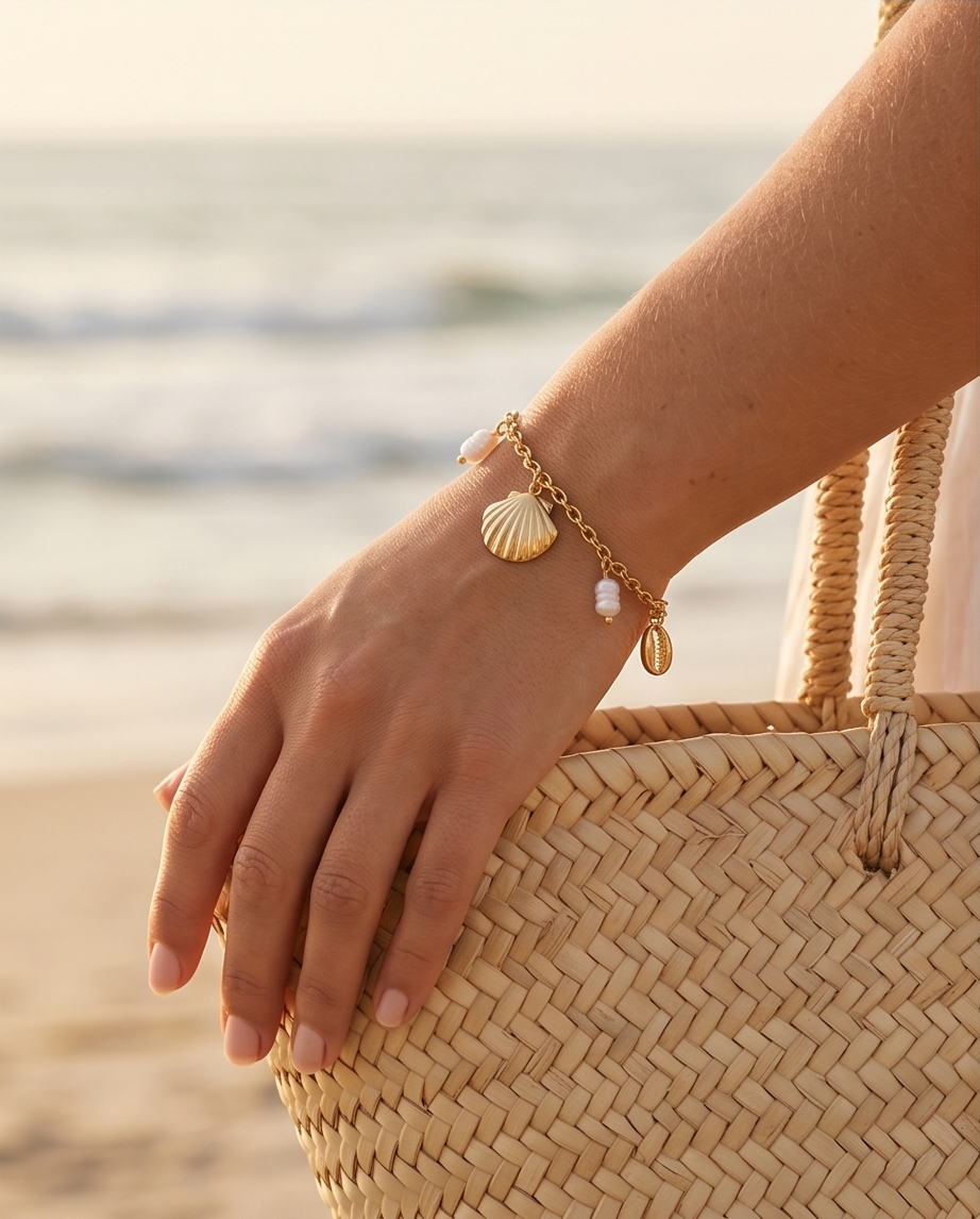 Armband Coco - vergulde schelp & zeester