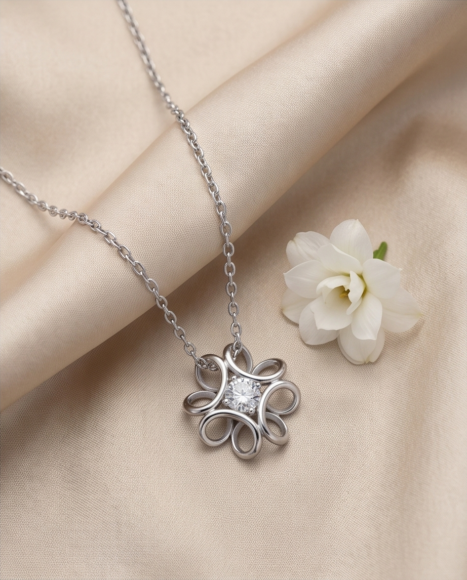 Silver-plated & Crystal Daffodil Necklace – Delicate glow