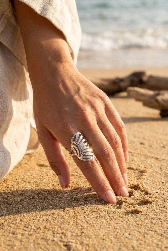 Brede ring met zonne-effect van roestvrij staal – Goud of zilver