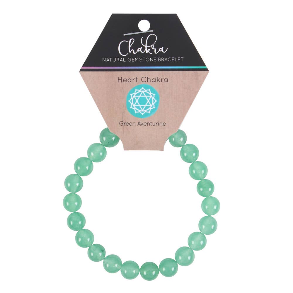 Bracelet en pierres précieuses en cristal d'aventurine verte avec chakra du cœur