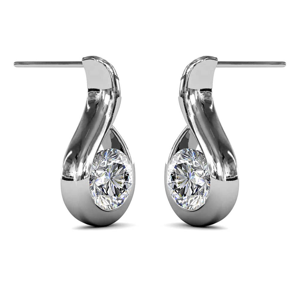 Golvende oorbellen - zilver en kristal