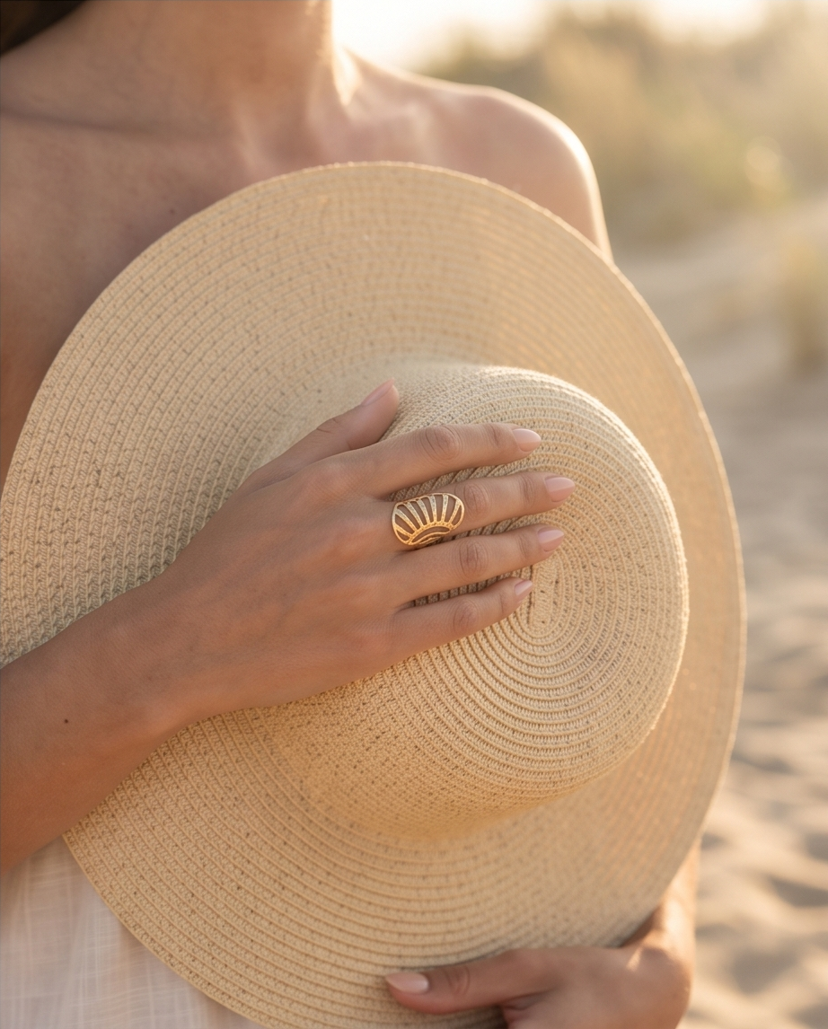 Brede ring met zonne-effect van roestvrij staal – Goud of zilver